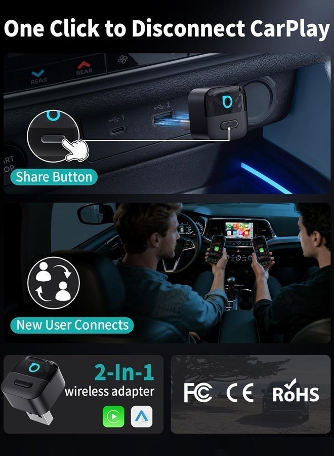 Ottocast Ultra Mini Wireless CarPlay & Android Auto Adapter 2026 Dongle Wired to Wireless for OEM Cars,MINI Wireless Apple CarPlay Wireless Carplay Adapter for iPhone & Android Auto Connect,Wi-Fi 6 & Bluetooth 5.4,Plug and Play Car Play - Image 3