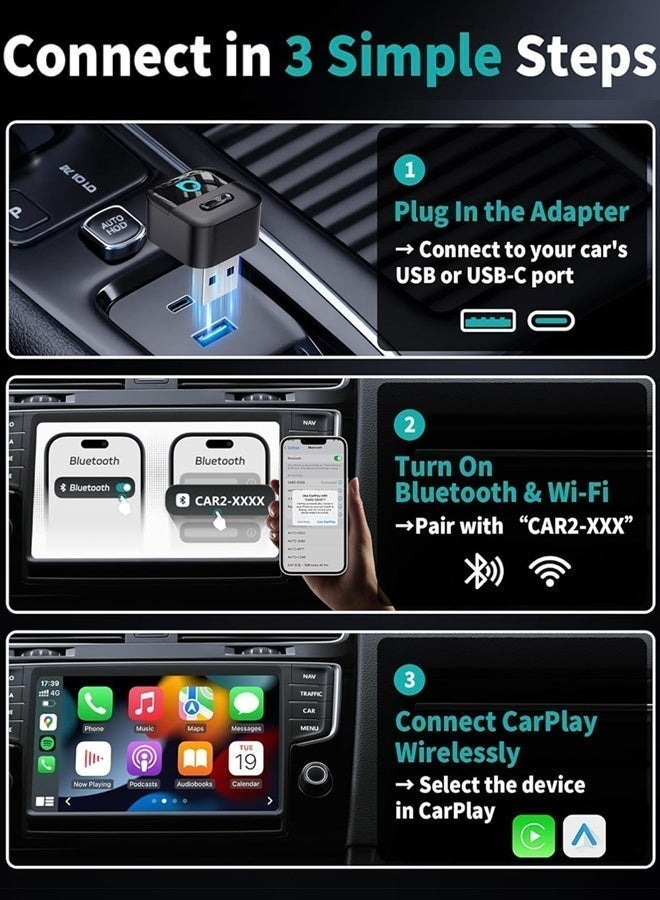 Ottocast Ultra Mini Wireless CarPlay & Android Auto Adapter 2026 Dongle Wired to Wireless for OEM Cars,MINI Wireless Apple CarPlay Wireless Carplay Adapter for iPhone & Android Auto Connect,Wi-Fi 6 & Bluetooth 5.4,Plug and Play Car Play - Image 4