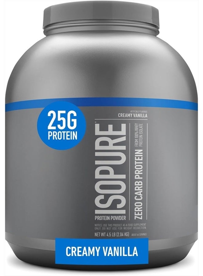Isopure مسحوق البروتين، مصل اللبن المعزول مع فيتامين C والزنك لدعم المناعة، 25 جرام بروتين، خالي من الكربوهيدرات والكيتو، النكهة: الفانيليا الكريمية، 66 حصة، 4.5 رطل (قد تختلف التعبئة) - Image 1