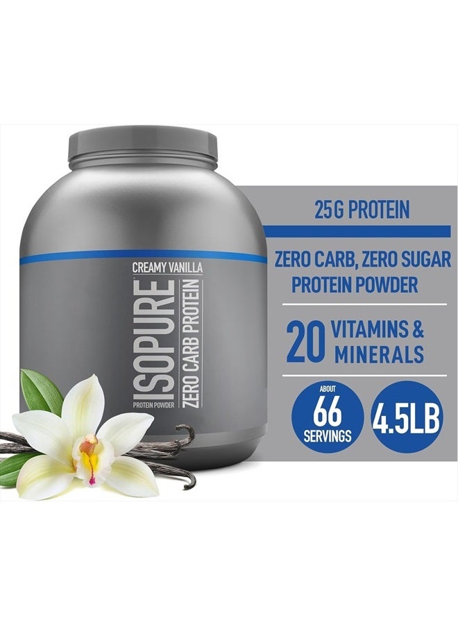 Isopure مسحوق البروتين، مصل اللبن المعزول مع فيتامين C والزنك لدعم المناعة، 25 جرام بروتين، خالي من الكربوهيدرات والكيتو، النكهة: الفانيليا الكريمية، 66 حصة، 4.5 رطل (قد تختلف التعبئة) - Image 3