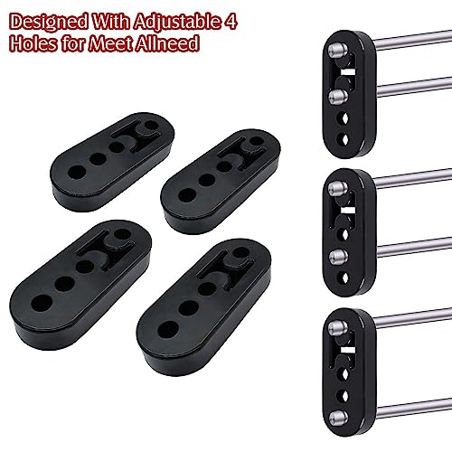 YSIL Exhaust Hanger Rubber Insulator Bracket Bushing Mount 4 Holes Tailpipe Adjustable Muffler Shock Absorber Damper Universal for Cars Truck Jeep 4PCS Black - Image 4