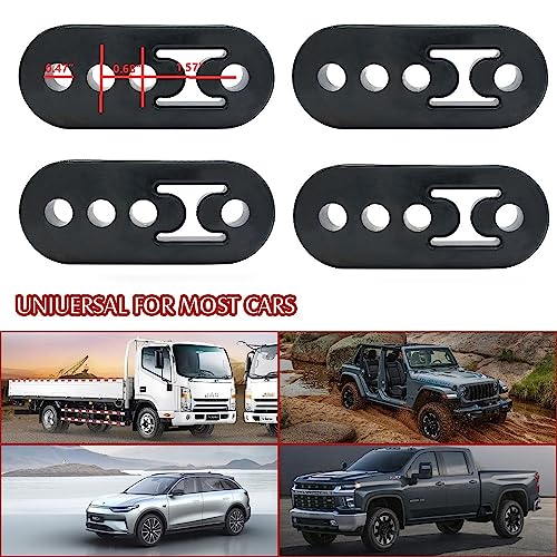 YSIL Exhaust Hanger Rubber Insulator Bracket Bushing Mount 4 Holes Tailpipe Adjustable Muffler Shock Absorber Damper Universal for Cars Truck Jeep 4PCS Black - Image 2