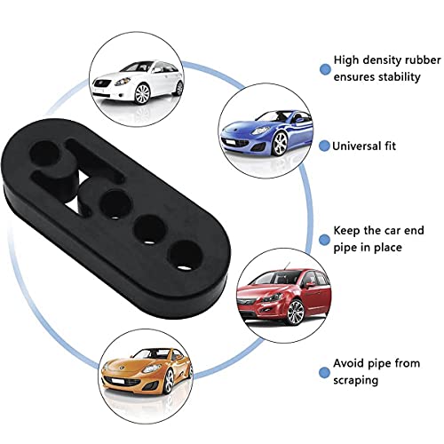 YSIL Exhaust Hanger Rubber Insulator Bracket Bushing Mount 4 Holes Tailpipe Adjustable Muffler Shock Absorber Damper Universal for Cars Truck Jeep 4PCS Black - Image 5