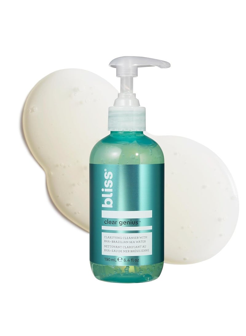 BLISS Bliss Clear Genius Clarifying Gel Cleanser – 6.4 Fl Oz – Salicylic Acid BHA to Purify Pores, Remove Excess Oil & Dirt – Non-Drying, Vegan & Cruelty-Free – Tea Tree Scent – Suitable For All Skin Types - Image 1