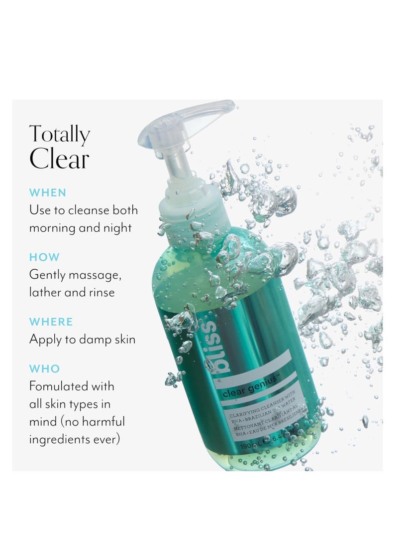 BLISS Bliss Clear Genius Clarifying Gel Cleanser – 6.4 Fl Oz – Salicylic Acid BHA to Purify Pores, Remove Excess Oil & Dirt – Non-Drying, Vegan & Cruelty-Free – Tea Tree Scent – Suitable For All Skin Types - Image 3