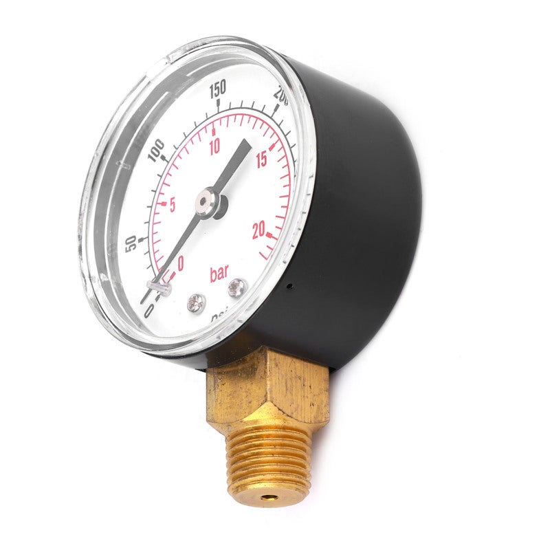 Pressure Gauge: 1/4 BSPT Bottom Connection, Corrosion Resistant Brass Components - Clear Reading Transparent Cover, Multi-Media Compatible for Domestic Heating Industrial Applications - Image 2