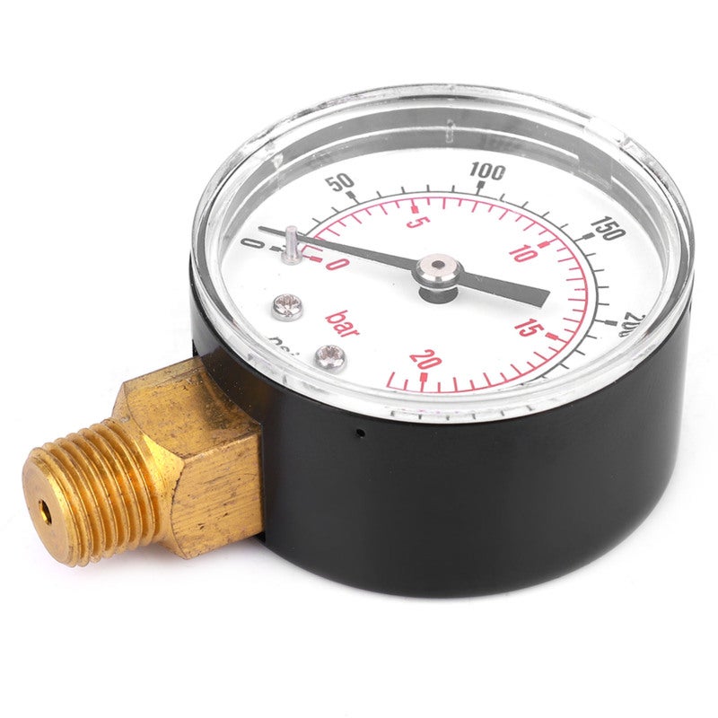 Pressure Gauge: 1/4 BSPT Bottom Connection, Corrosion Resistant Brass Components - Clear Reading Transparent Cover, Multi-Media Compatible for Domestic Heating Industrial Applications - Image 1