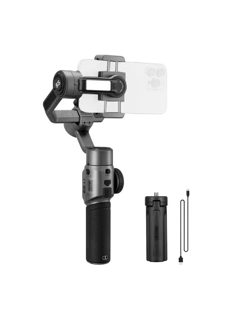 Zhiyun Zhiyun Smooth 5S Professional 3-Axis Smartphone Gimbal Stabilizer – Portable Stabilizer for Vlogging, Live Video, TikTok, YouTube – Compatible with iPhone & Android – Gray  - Image 1