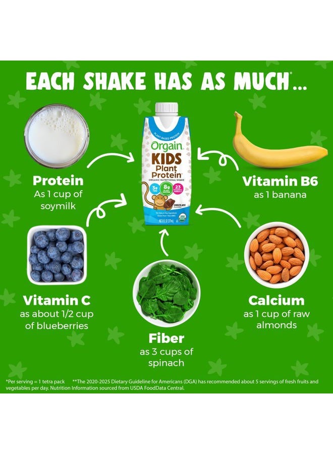 Orgain Organic Kids Nutritional Vegan Protein Shake, Chocolate - Healthy Kids Snacks, 8g Plant Protein, 23 Vitamins & Minerals, 3g Fiber, No Dairy & Soy Ingredients, Non-GMO, 8 Fl Oz (Pack of 12) - Image 4