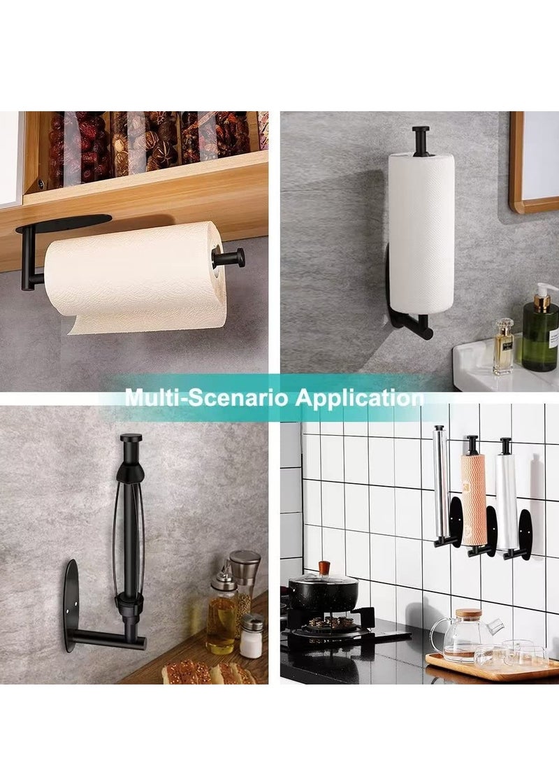 KASTWAVE Paper Towel Holder Under Cabinet, Stainless Steel Wall Mount Paper Roll Holder, with Damping Effect, Self-Adhesive or Drilled for Kitchen Bathroom, Upgrade Silver - Image 5