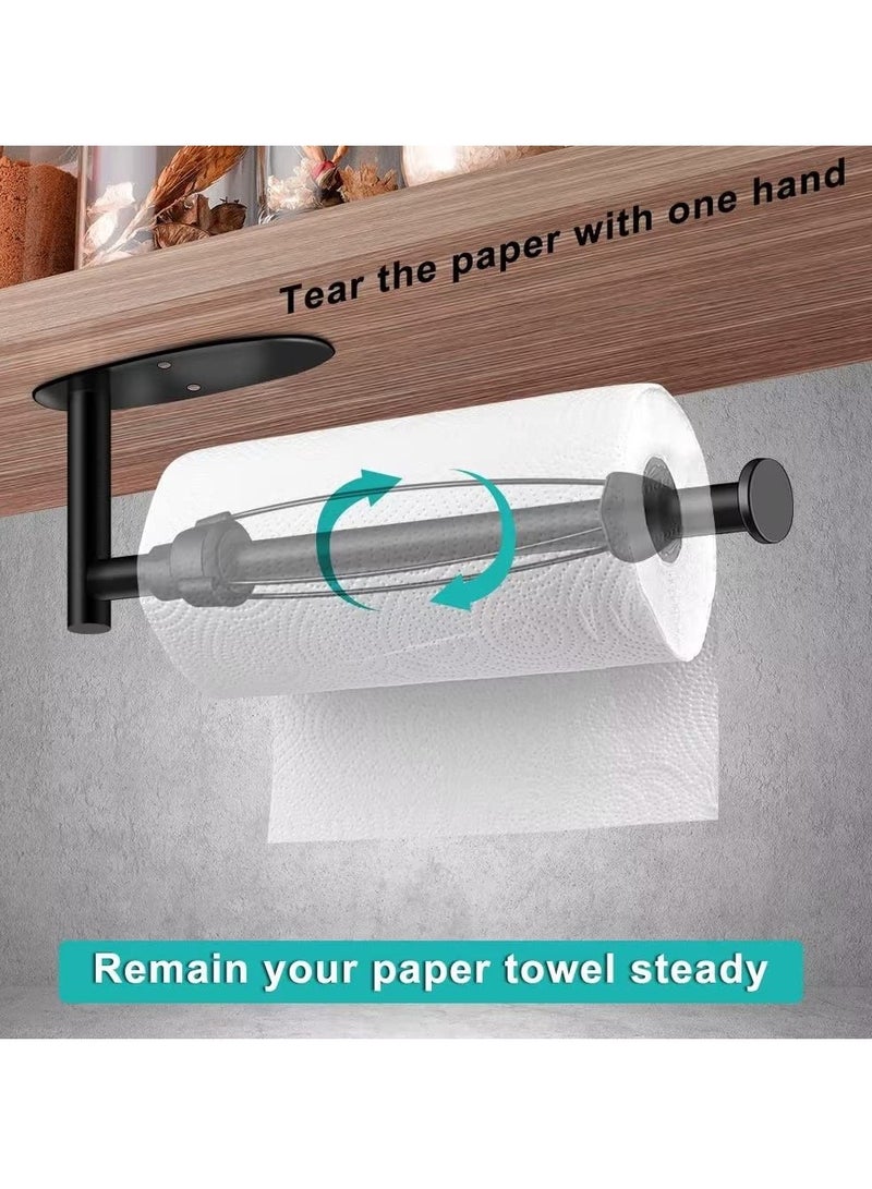 KASTWAVE Paper Towel Holder Under Cabinet, Stainless Steel Wall Mount Paper Roll Holder, with Damping Effect, Self-Adhesive or Drilled for Kitchen Bathroom, Upgrade Silver - Image 4