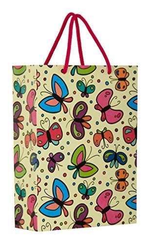 Arrow Paper Bags Butterfly Design Gift Bags for Gifting, Weddings, Birthday,Holiday Presents(28 cm x 20 cm x 7.5 cm, Pack of 10)Multicolor - Image 1