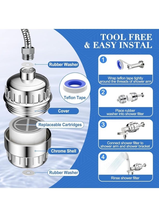 إي وورلد فلتر دش بـ 20 مرحلة للمياه العسرة مع 2 خرطوشة – مزيل للكلور والمعادن الثقيلة والروائح – يحسن صحة الجلد والشعر والأظافر – تركيب سهل وتوافق عالمي - Image 4