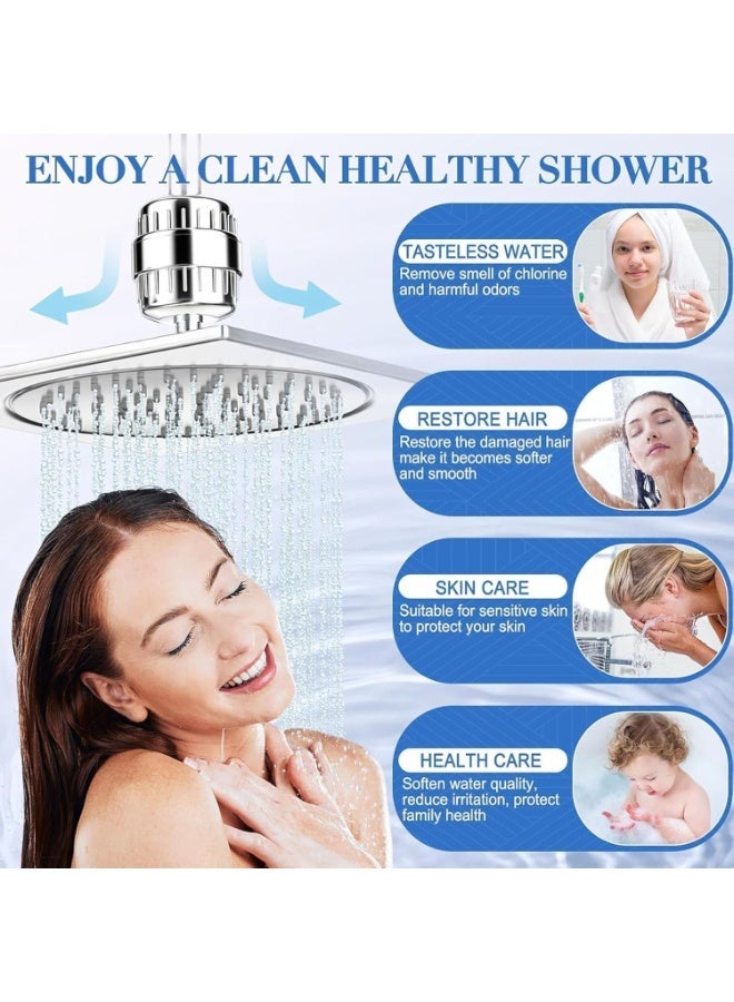 إي وورلد فلتر دش بـ 20 مرحلة للمياه العسرة مع 2 خرطوشة – مزيل للكلور والمعادن الثقيلة والروائح – يحسن صحة الجلد والشعر والأظافر – تركيب سهل وتوافق عالمي - Image 5