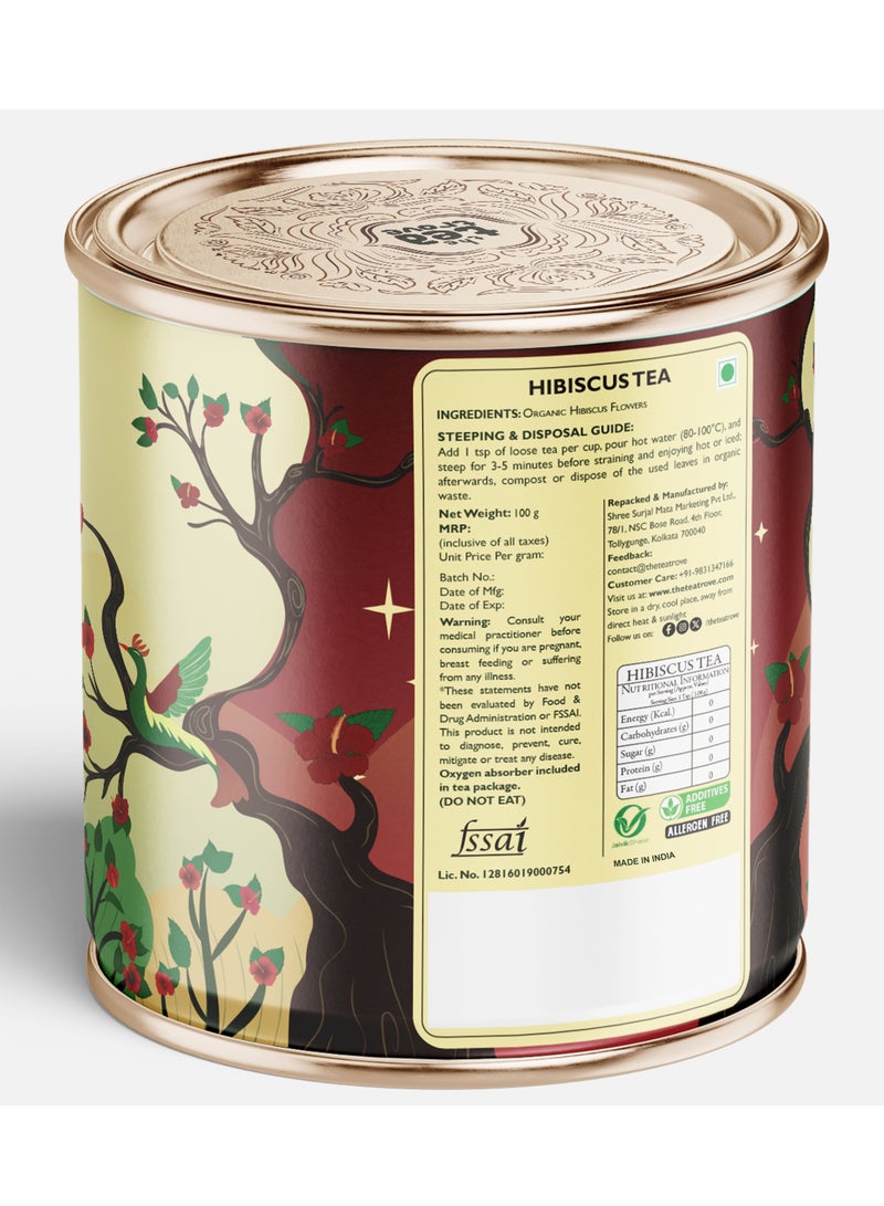 The Tea Trove Hibiscus Tea Leaves Organic 100g – Tin Box Pack - Image 2