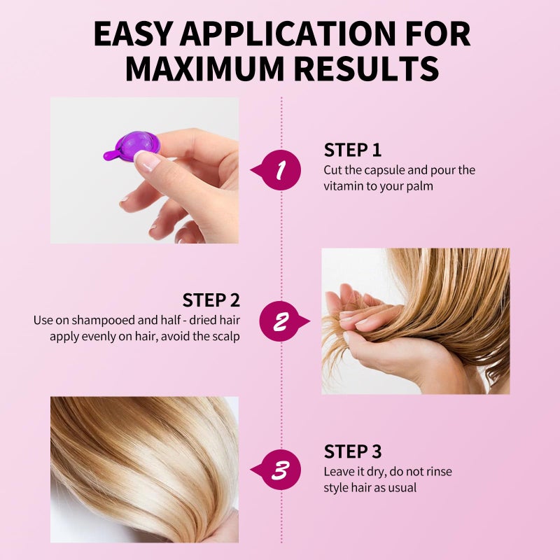 GOWWIM Hair Vitamin Serum Capsule, Argan Macadamia Avocado Complex Treatment, Smooth Silky Hair Repair Mask for Growth with Treatment Serum, 30 PCS - Image 5