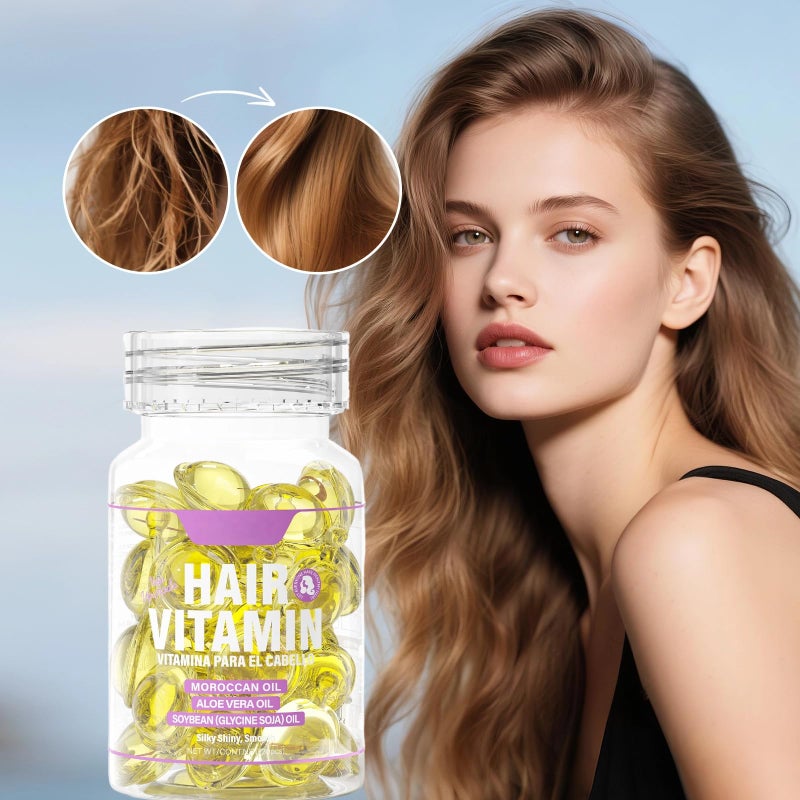 GOWWIM Hair Vitamin Serum Capsule, Argan Macadamia Avocado Complex Treatment, Smooth Silky Hair Repair Mask for Growth with Treatment Serum, 30 PCS - Image 2