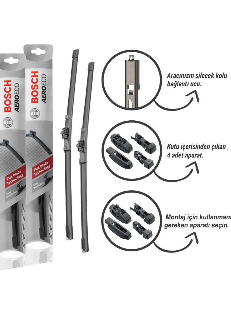 BOSCH Aeroeco Front Window Wiper Blades Driver Side And Passenger side For Jeep Cherokee Jan. 2008 - Dec. 2013 - Image 2