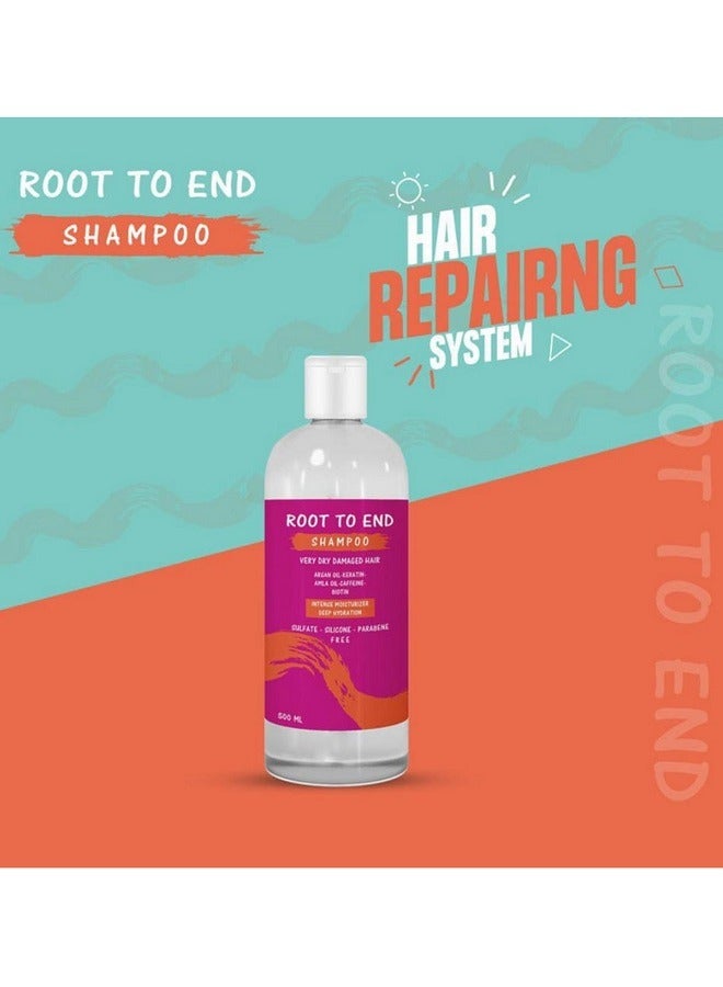 ROOT TO END Advanced Shampoo For Dry And Damaged Hair – 500ml - Image 3