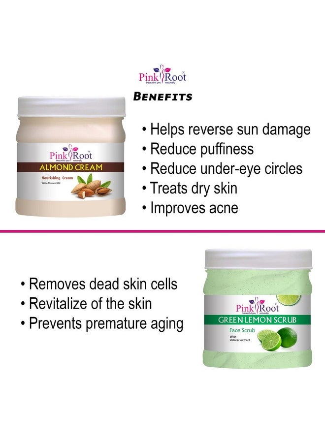 Pink Root - Pink Root Almond Cream 500gm with Green Lemon Scrub 500gm - Image 1