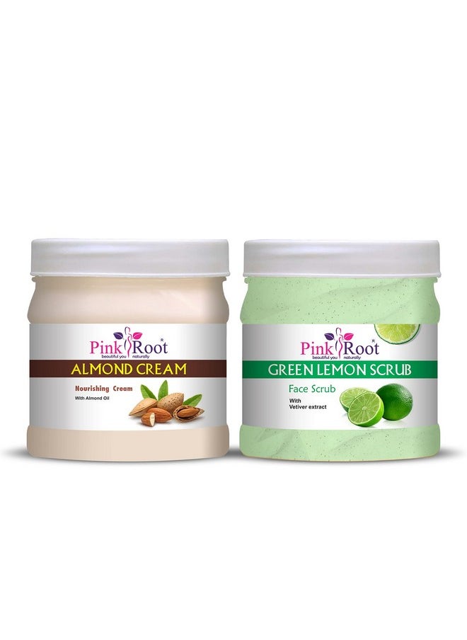 Pink Root - Pink Root Almond Cream 500gm with Green Lemon Scrub 500gm - Image 1