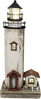 K KILIPES K KILIPES Wood Lighthouse with Led Light Nautical Decorations for Home Rustic Lighthouse Table Decoration Night Light  - Image 1