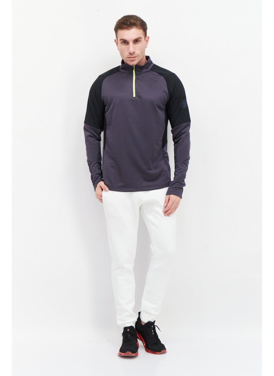 UMBRA - Men Sportswear Fit Long Sleeve Brand Logo Training Sweatshirts, Black Combo - Image 1