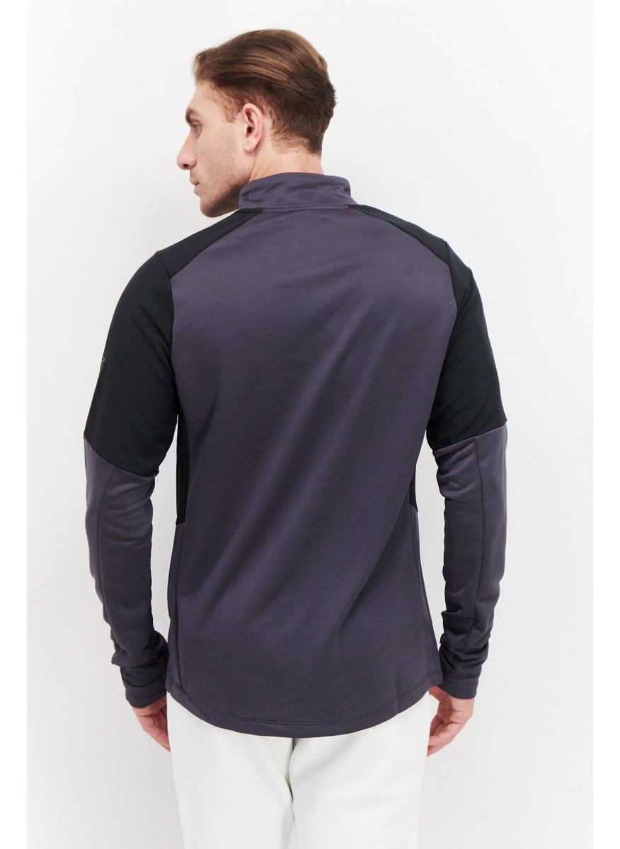 UMBRA - Men Sportswear Fit Long Sleeve Brand Logo Training Sweatshirts, Black Combo - Image 1
