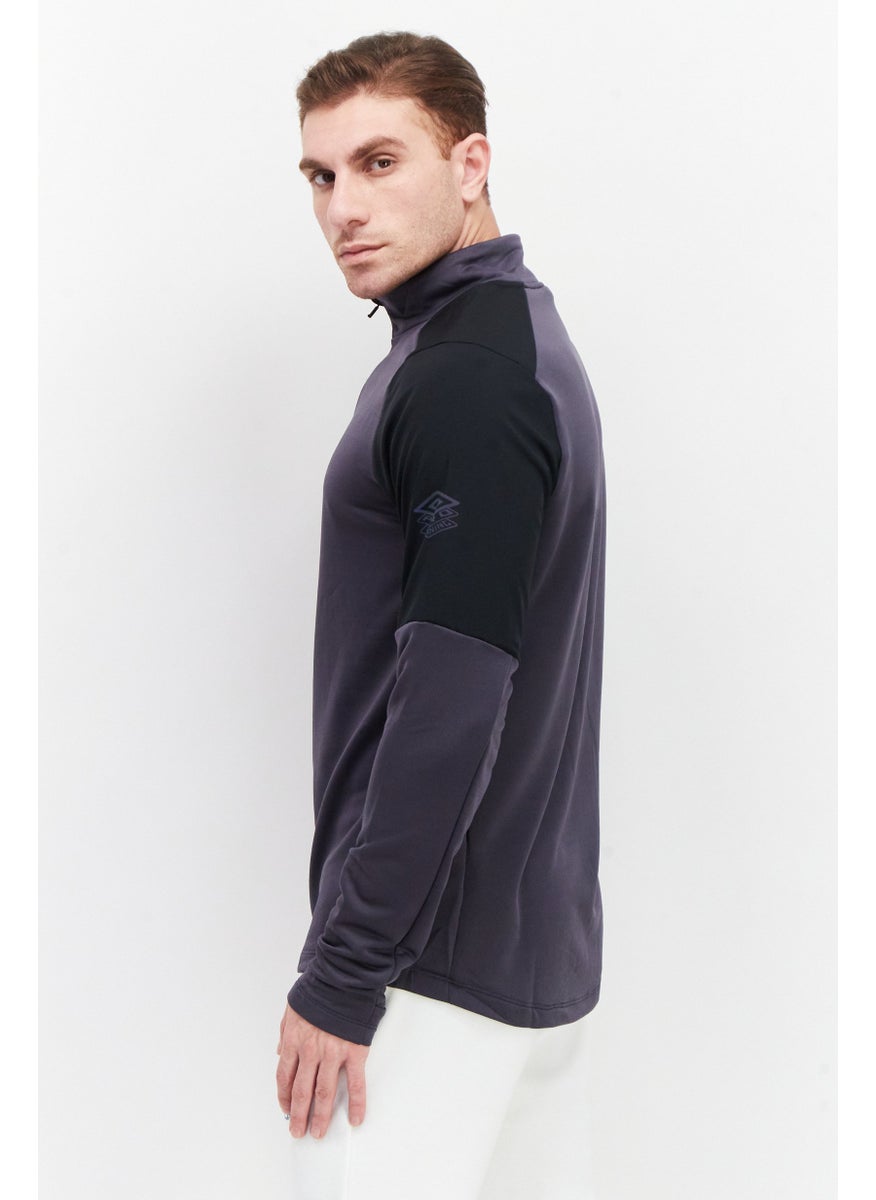 UMBRA - Men Sportswear Fit Long Sleeve Brand Logo Training Sweatshirts, Black Combo - Image 1