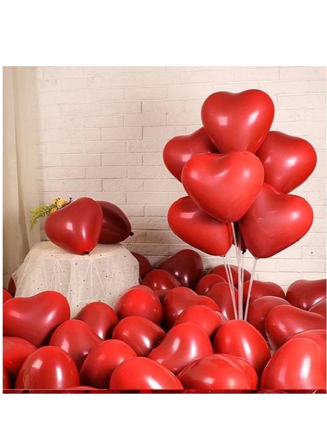 مجموعة بالونات شكل قلب(100 قطعة) بألوان زاهية حمراء، مصنوعة من اللاتكس القوي لعيد الحب ومناسبات الزواج والخطوبه،تملاء بالهليوم أو بالهواء.لامعه - Image 1