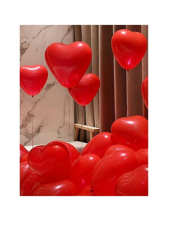 مجموعة بالونات شكل قلب(100 قطعة) بألوان زاهية حمراء، مصنوعة من اللاتكس القوي لعيد الحب ومناسبات الزواج والخطوبه،تملاء بالهليوم أو بالهواء.لامعه - Image 2