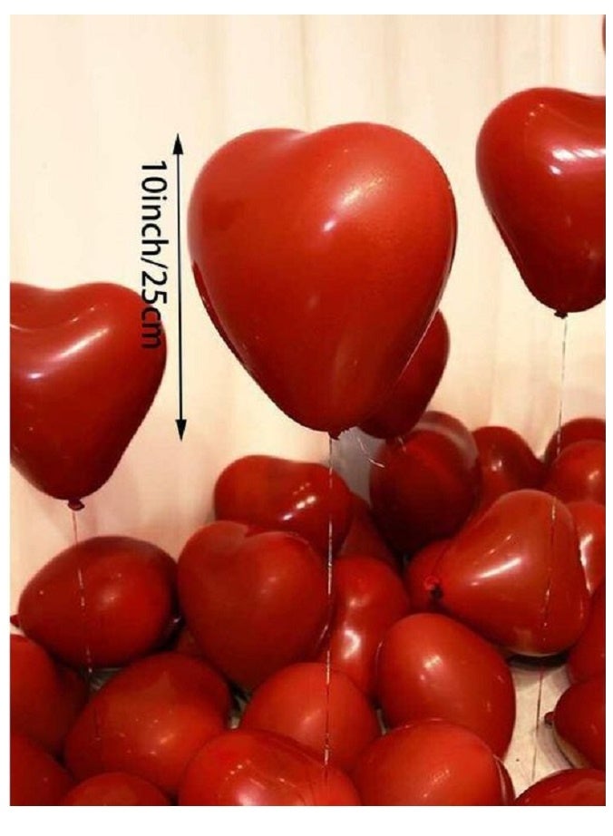 مجموعة بالونات شكل قلب(100 قطعة) بألوان زاهية حمراء، مصنوعة من اللاتكس القوي لعيد الحب ومناسبات الزواج والخطوبه،تملاء بالهليوم أو بالهواء.لامعه - Image 4