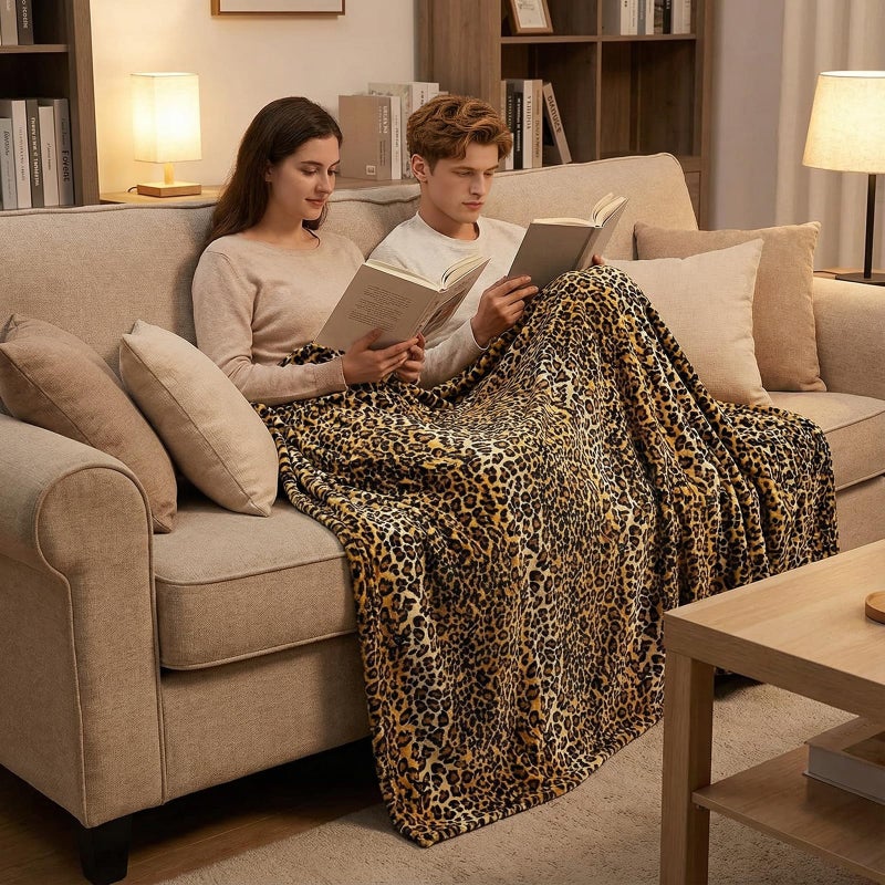 MACEVIA Flannel Fleece Throw Blanket for Couch, Leopard Print Blanket for Adult, Lightweight Cozy Soft Cheetah Blanket for Bed Sofa 260GSM, Suitable for All Seasons (Brown Leopard,50x60inches) - Image 4