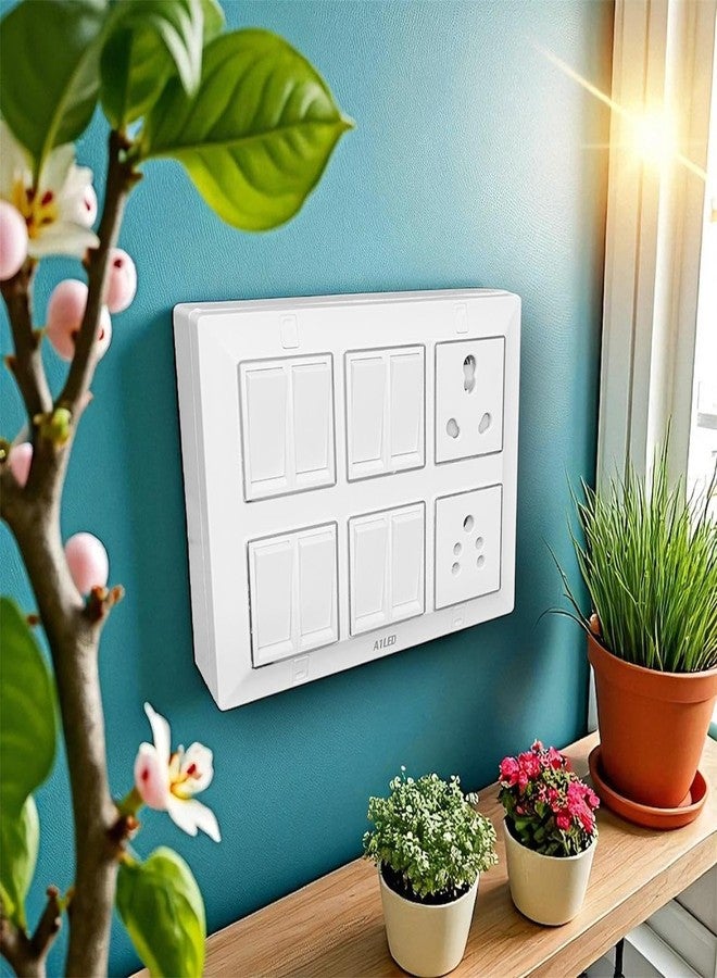 A1 LED 12 Modular Switch Panel with 7 x 10A Switches, 1 x 10A Socket, 1 x 20A Socket, 1 x 20A Switch | For Home, Kitchen & Office - Image 2