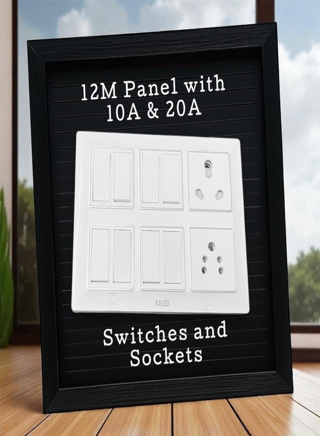 A1 LED 12 Modular Switch Panel with 7 x 10A Switches, 1 x 10A Socket, 1 x 20A Socket, 1 x 20A Switch | For Home, Kitchen & Office - Image 3
