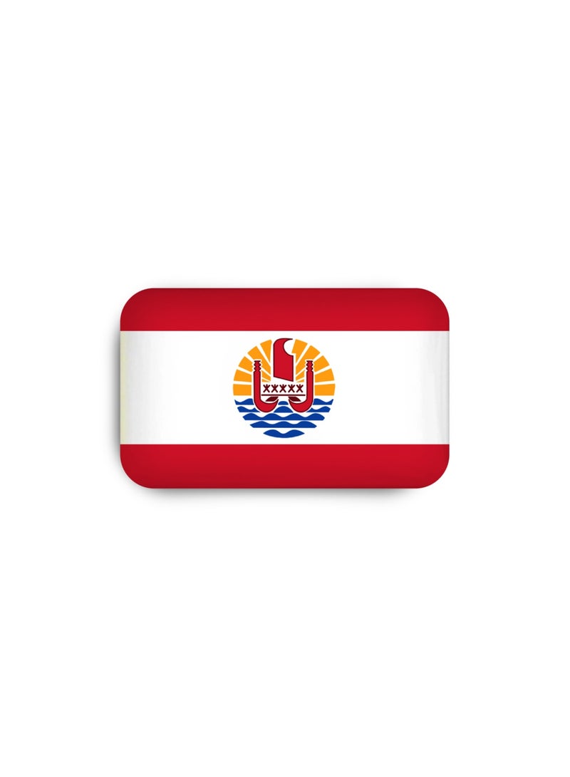 971ميديا علم بولينيزيا الفرنسية - بادج معدني مطلي بطبقة إيبوكسي مع دبوس مغناطيسي أنيق ومتین لا يتسبب في تمزيق الملابس - Image 2