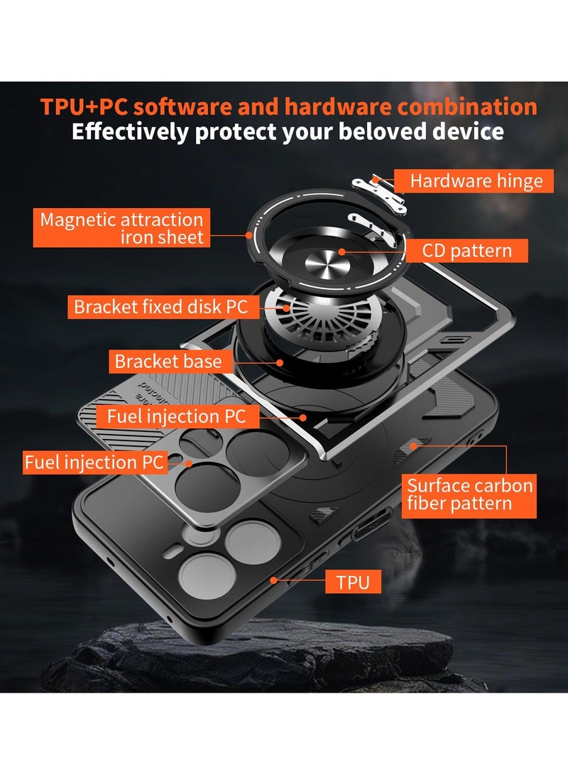 جراب وغطاء حماية مقاوم للصدمات وحمايه للكاميرا ومتوافق مع Realme 14T/Realme 14 5G (أسود) - Image 2