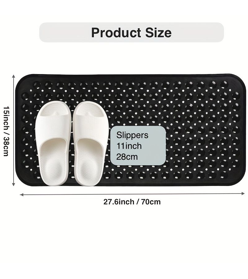 Grey 27.6x15 Inch Bathtub Mat Non Toxic Odorless Plastic Thick Anti Slip Suction Cups - Image 3