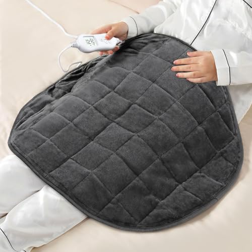 NOWWISH 5lbs Weighted Heating Pad, Small Electric Heated Weighted Blanket with 6 Heat Settings, Timer & Auto Shut-Off, Relief for Period Cramps, Back Pain, Lap, Machine Washable, 29x24 inch, Grey - Image 1