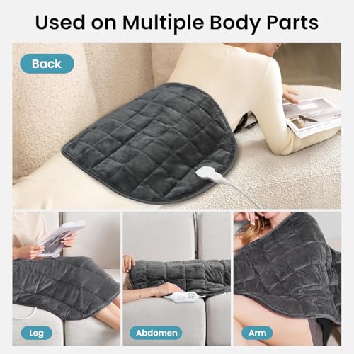 NOWWISH 5lbs Weighted Heating Pad, Small Electric Heated Weighted Blanket with 6 Heat Settings, Timer & Auto Shut-Off, Relief for Period Cramps, Back Pain, Lap, Machine Washable, 29x24 inch, Grey - Image 5