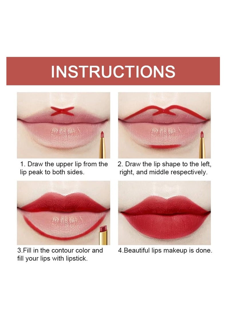 SYOSI 3Pcs Dark Ruby Red Lip Liner and Lipstick Set Kit for Women DNM Matte Matt Mat 24 Hours Lipstick Pen and with Lip Liner Pencil Set Waterproof Long Lasting 24 - Image 5