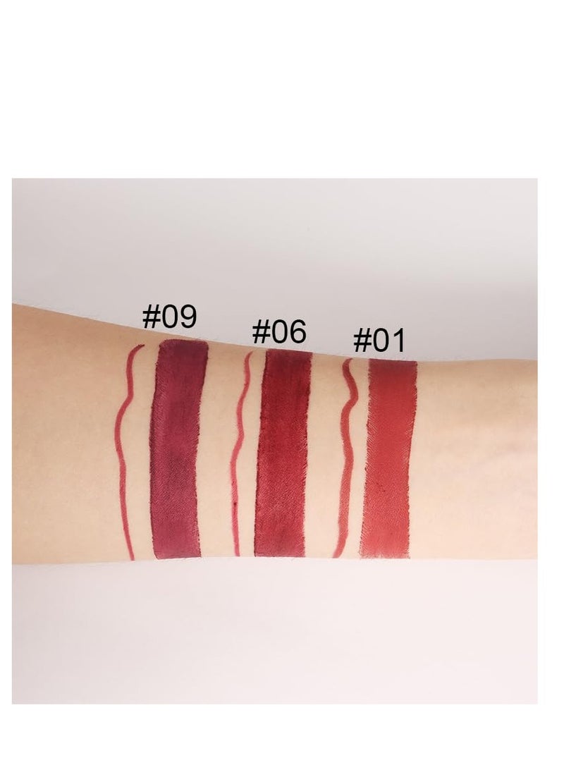 SYOSI 3Pcs Dark Ruby Red Lip Liner and Lipstick Set Kit for Women DNM Matte Matt Mat 24 Hours Lipstick Pen and with Lip Liner Pencil Set Waterproof Long Lasting 24 - Image 4