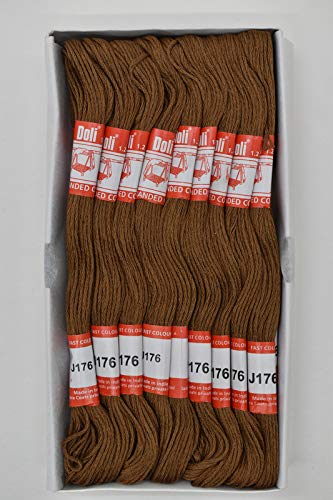HUNNY- BUNCH HUNNY- BUNCH Madura Coats Doli Stranded Cotton Skiens Cross/Long Stitched Cotton Embroidery Threads (Set of 10 Pieces) (Shade no. J 176)  - Image 1