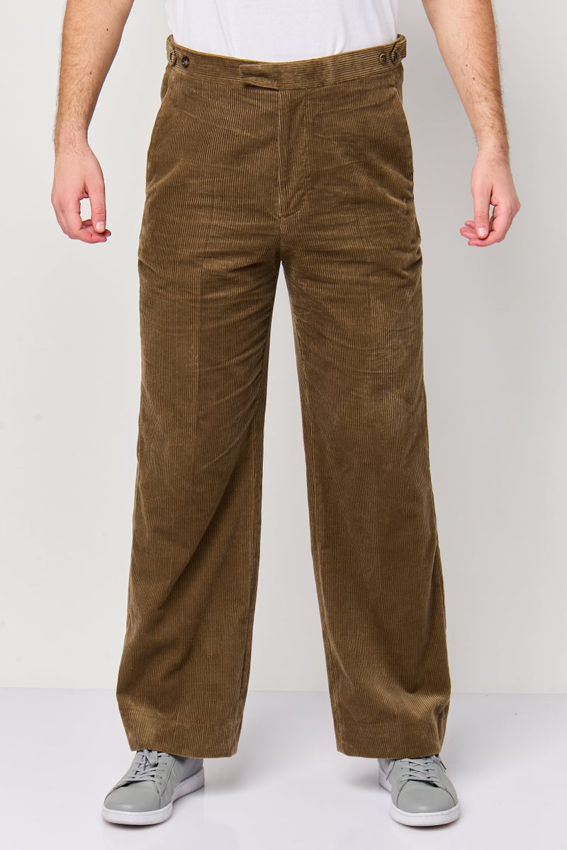GANT Men Regular Fit Corduroy Pants, Brown - Image 1