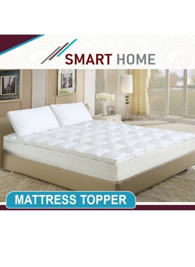 SMART HOME Luxury Mattress Topper, Hotel Mattress Topper Height 200x140X14 cm Made of 100% Super Soft Microfiber  - Image 1