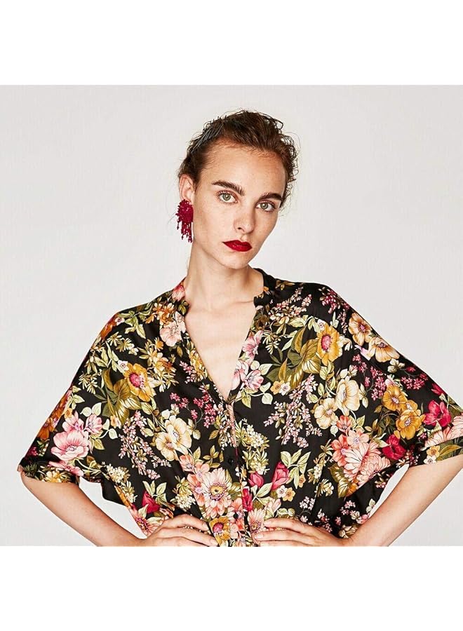 إيروريكس أقراط متدلية من الراتنج على شكل زهرة كبيرة أنيقة 4605Re - Image 4