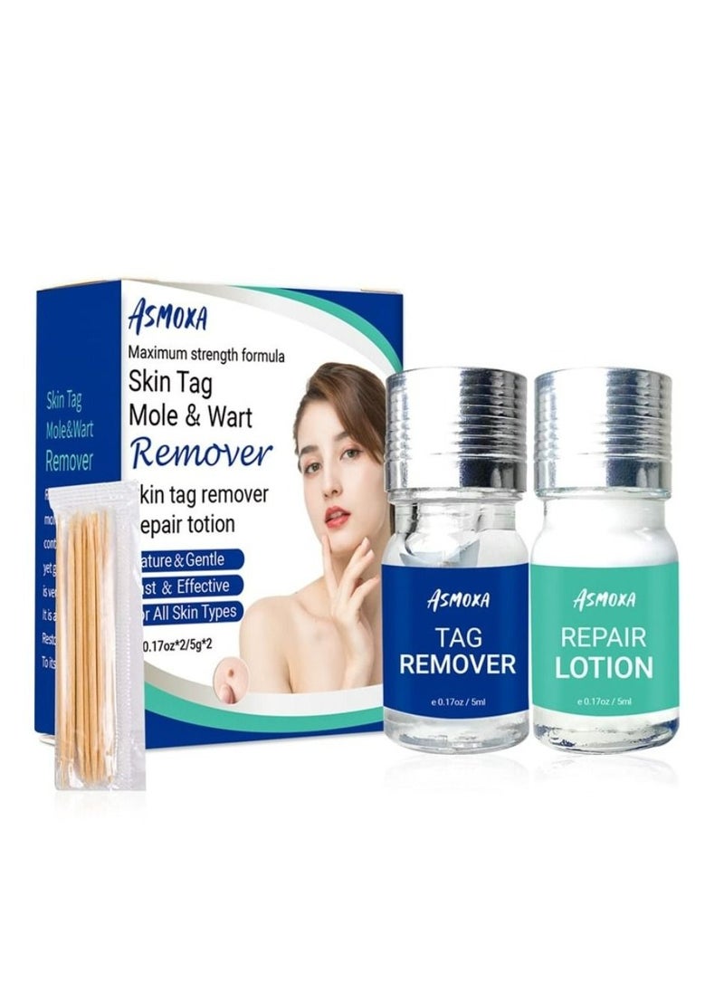 ASMOXA - Skin Tag Remover, Mole Remover & Skin Tag Removal Repair Lotion Set, Remove Moles and Skin Tags with Natural Ingredients for Safe & Quick Removal,for Home Use - Image 1