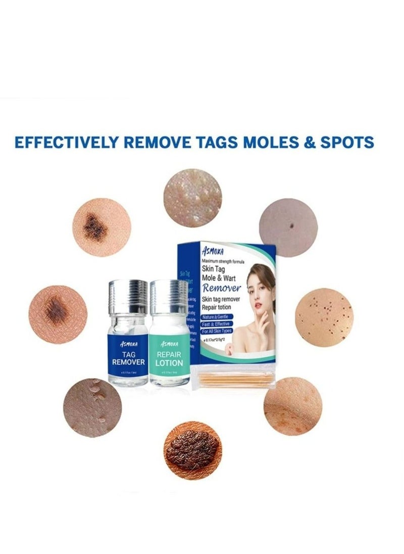 ASMOXA - Skin Tag Remover, Mole Remover & Skin Tag Removal Repair Lotion Set, Remove Moles and Skin Tags with Natural Ingredients for Safe & Quick Removal,for Home Use - Image 1