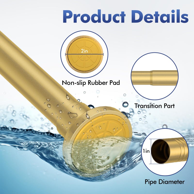 Alskarhem Shower Curtain Rod Adjustable 32"-80", Tension Shower Curtain Rod No Drilling Stainless Steel Rust Proof for RV Bathroom Shower Stall Apartment, Gold - Image 2
