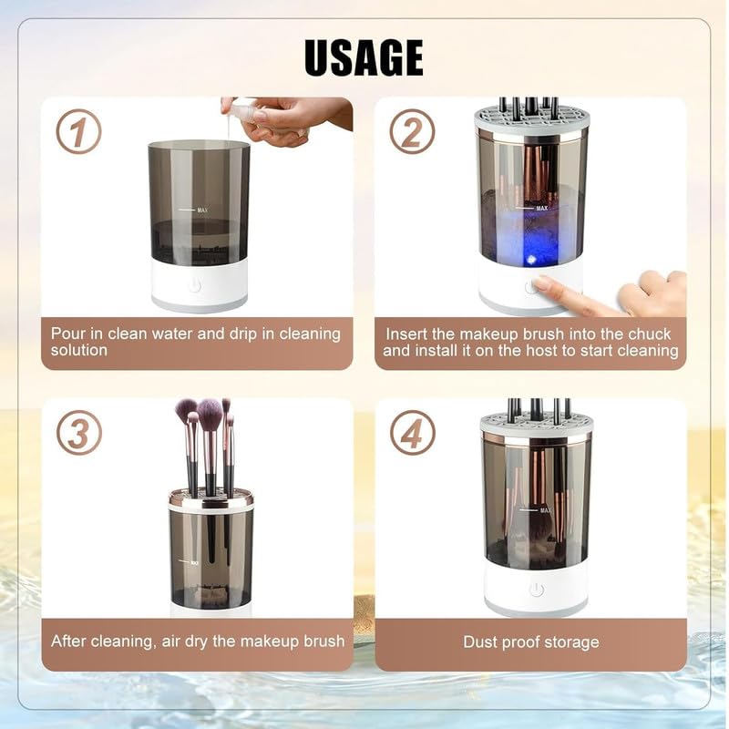 PARVY Electric Makeup Brush Cleaner Cosmetic Brush Cleaner Makeup Brush Cleaner Machine Automatic Electric AutoRotating 1 PCS - Image 4